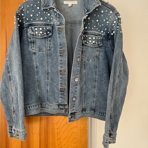 Cactus + Pearl Denim Jacket with Pearl Details